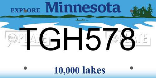 TGH578 Minnesota License Plate