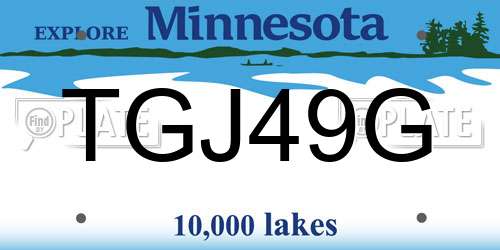 TGJ49G Minnesota License Plate