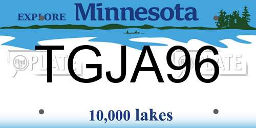 TGJA96 Minnesota License Plate