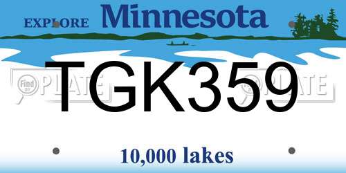 TGK359 Minnesota License Plate