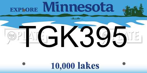 TGK395 Minnesota License Plate