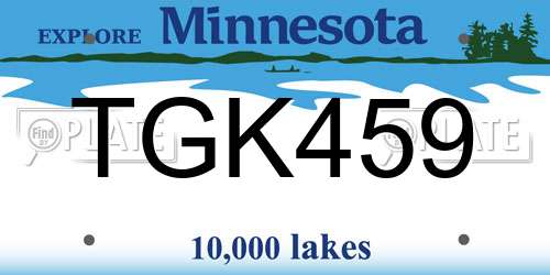 TGK459 Minnesota License Plate