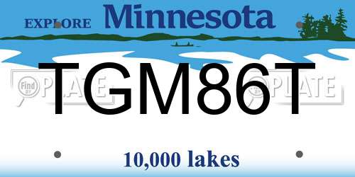 TGM86T Minnesota License Plate