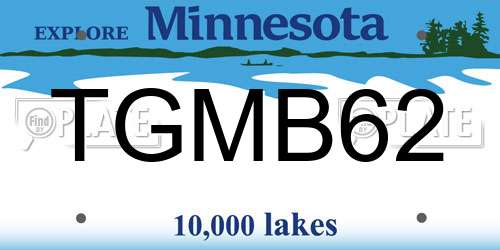 TGMB62 Minnesota License Plate