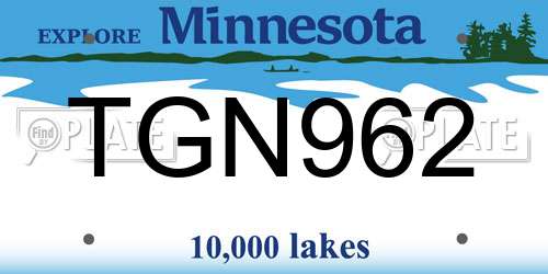 TGN962 Minnesota License Plate