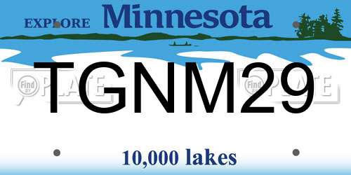 TGNM29 Minnesota License Plate