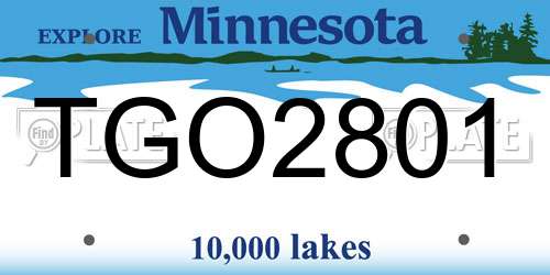 TGO2801 Minnesota License Plate
