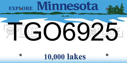 TGO6925 Minnesota License Plate