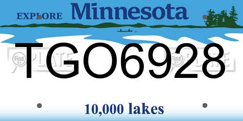 TGO6928 Minnesota License Plate