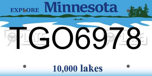 TGO6978 Minnesota License Plate
