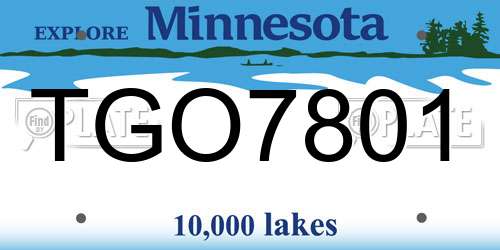 TGO7801 Minnesota License Plate