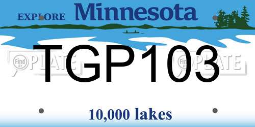 TGP103 Minnesota License Plate