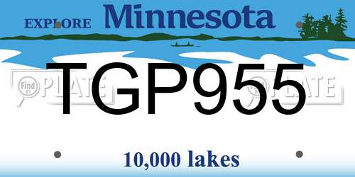 TGP955 Minnesota License Plate