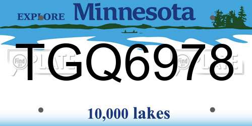 TGQ6978 Minnesota License Plate