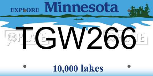 TGW266 Minnesota License Plate
