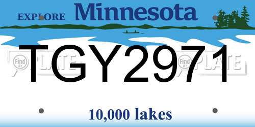 TGY2971 Minnesota License Plate