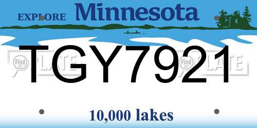 TGY7921 Minnesota License Plate