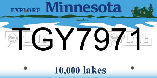 TGY7971 Minnesota License Plate