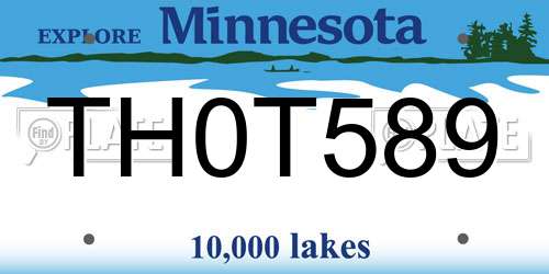 TH0T589 Minnesota License Plate