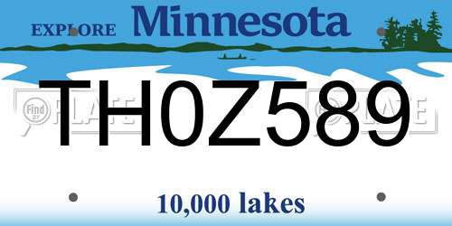 TH0Z589 Minnesota License Plate