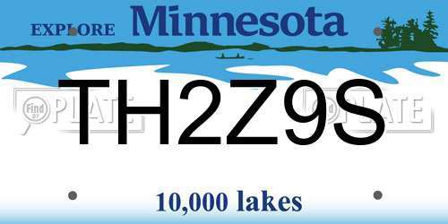 TH2Z9S Minnesota License Plate
