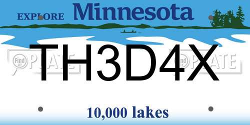 TH3D4X Minnesota License Plate
