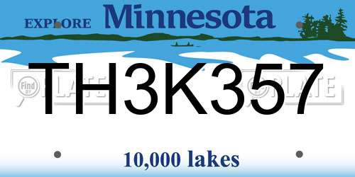 TH3K357 Minnesota License Plate