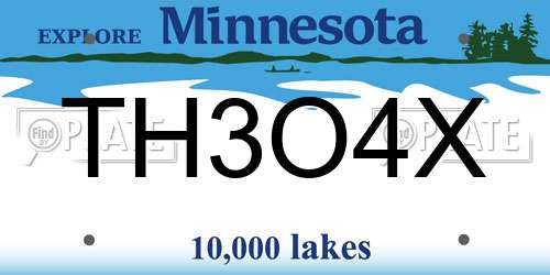 TH3O4X Minnesota License Plate