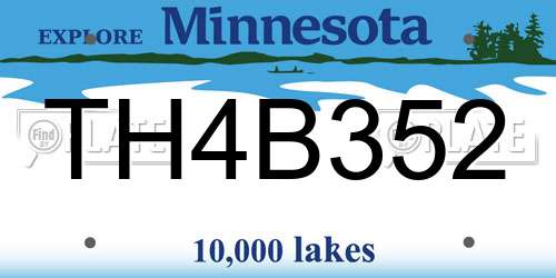 TH4B352 Minnesota License Plate