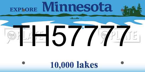 TH57777 Minnesota License Plate