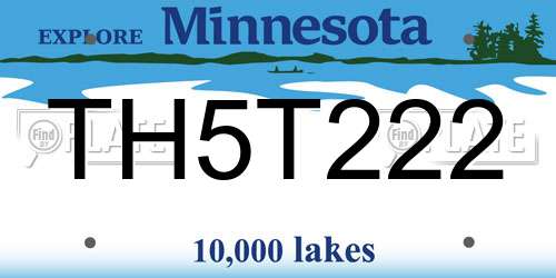TH5T222 Minnesota License Plate