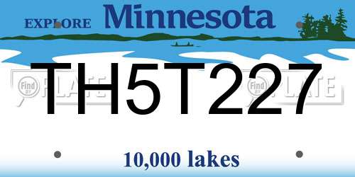 TH5T227 Minnesota License Plate