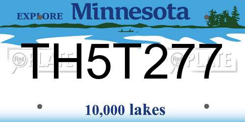 TH5T277 Minnesota License Plate