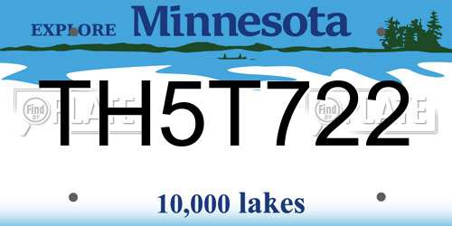 TH5T722 Minnesota License Plate