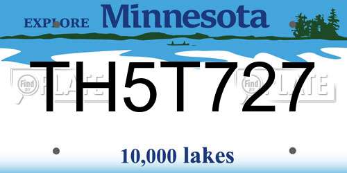 TH5T727 Minnesota License Plate