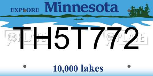TH5T772 Minnesota License Plate