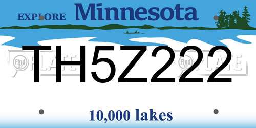 TH5Z222 Minnesota License Plate