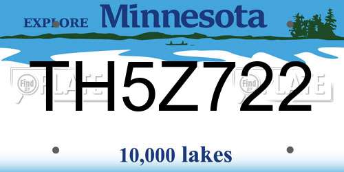 TH5Z722 Minnesota License Plate