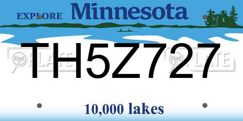 TH5Z727 Minnesota License Plate