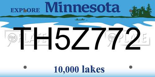 TH5Z772 Minnesota License Plate