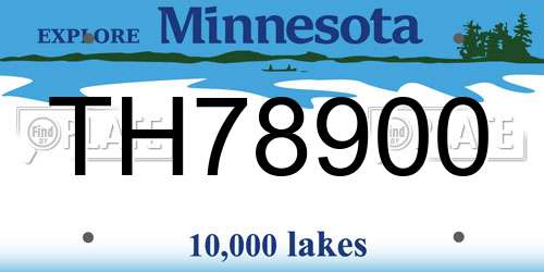 TH78900 Minnesota License Plate