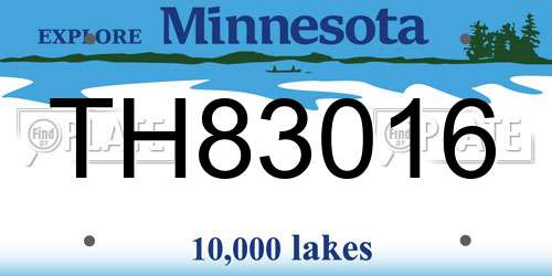 TH83016 Minnesota License Plate