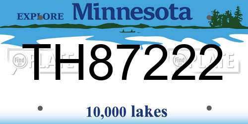 TH87222 Minnesota License Plate