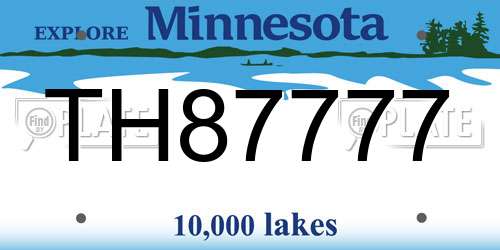 TH87777 Minnesota License Plate