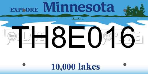 TH8E016 Minnesota License Plate
