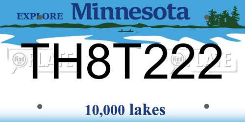 TH8T222 Minnesota License Plate