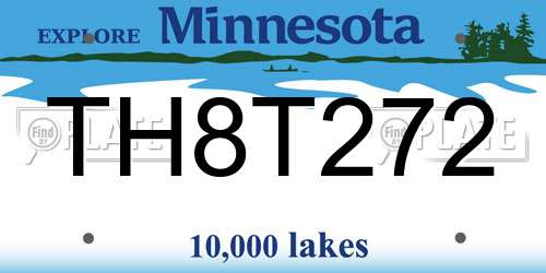 TH8T272 Minnesota License Plate