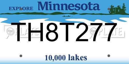 TH8T277 Minnesota License Plate