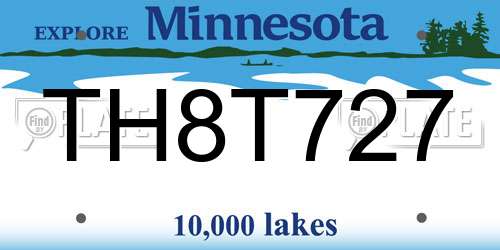 TH8T727 Minnesota License Plate