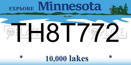 TH8T772 Minnesota License Plate